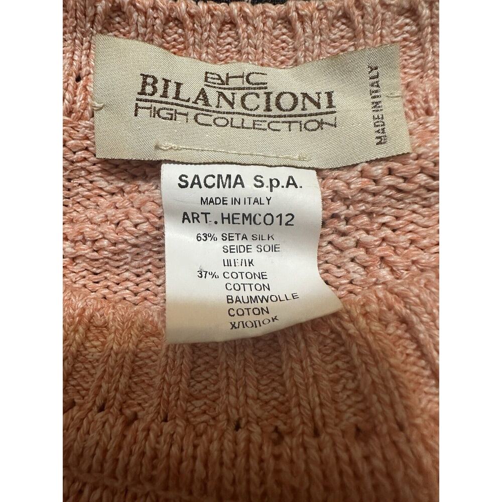Vtg Bilancioni Men’s Sweater Long Sleeve Crewneck Silk Cotton US Sz L Argyle - Picture 6 of 9